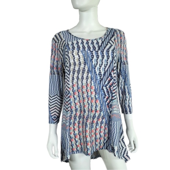 Cato Asymmetrical High Low 3/4 Sleeve Swing Tunic Top - Picture 1 of 5